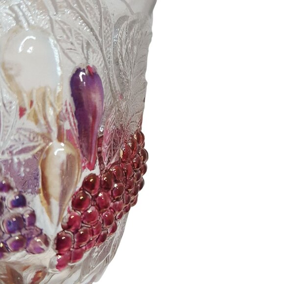 Della Robbia Westmoreland Wine Glass Cordial Flashed Cranberry Embossed Fruit - Picture 5 of 6